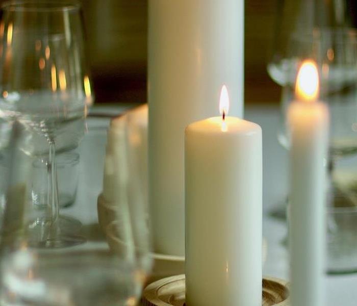 candles burning on table